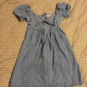 Denim Puff Sleeve Mini Dress